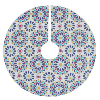 Colourful Floral Moroccan Tile Mosaic Christmas Brushed Polyester Tree Skirt