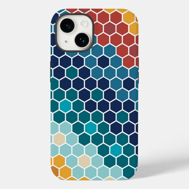 Colourful Floral Mosaic Hexagon Pattern Case-Mate iPhone Case (Back)
