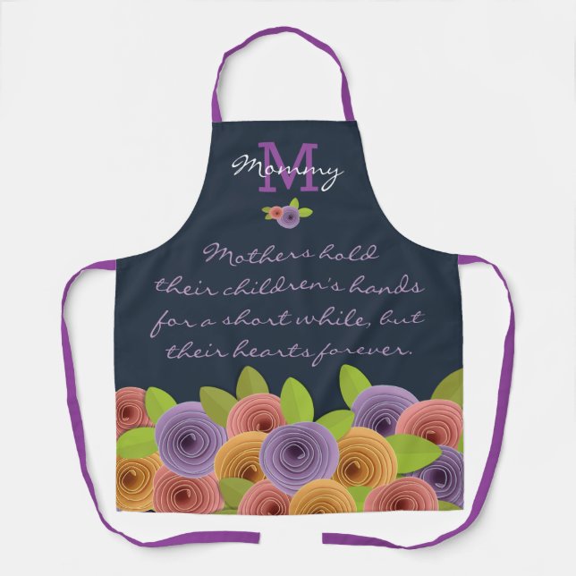 Colourful Floral Mother 's Day Quote w Monogram Apron (Front)