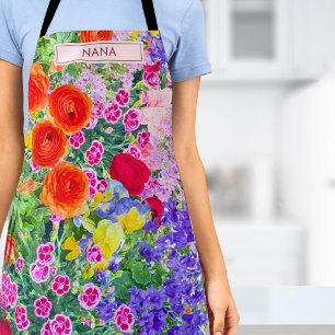 Colourful Floral Name Gift – Birthday for Nana Apron