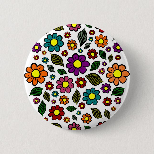 Colourful Floral Nature Pattern 2 Inch Round Button (Front)