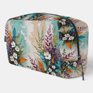 Colourful Floral on Teal Blue Beige  Dopp Kit
