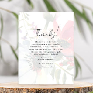 Colourful Floral Overaly Wedding Photo Thank You Postcard