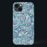 Colourful Floral Paisley Pattern iPhone 13 Case<br><div class="desc">Elegant,  colourful,  abstract background with a white vintage floral paisley seamless pattern.</div>