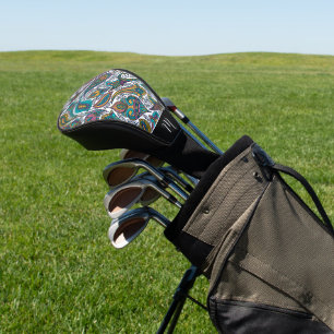 Colourful floral paisley pattern golf head cover