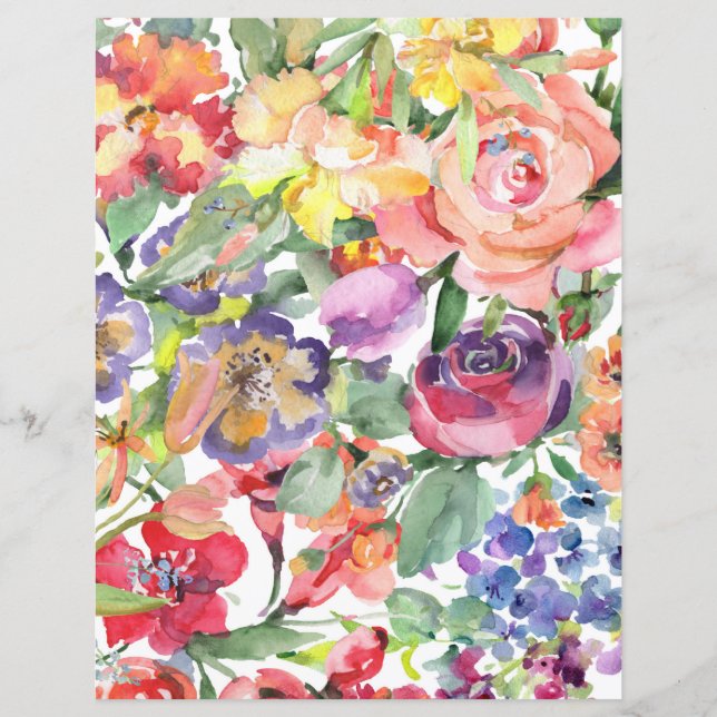 Colourful Floral Paper Sheet - multicolor florals  (Front)
