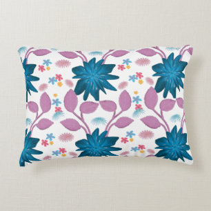 Colourful floral pattern accent pillow