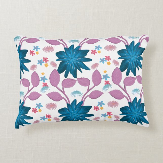 Colourful floral pattern  accent pillow (Front)