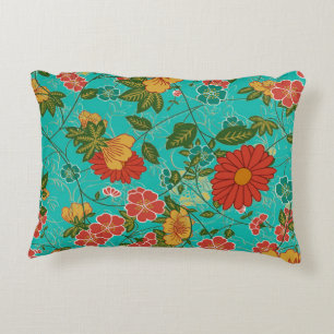 Colourful Floral Pattern Accent Pillow