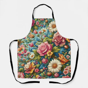 Colourful floral pattern apron