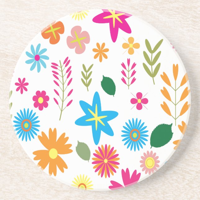 Colourful Floral Pattern Coaster (Front)