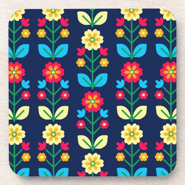 Colourful Floral Pattern Coaster (Front)
