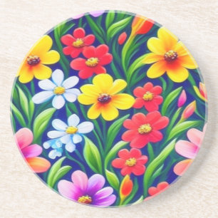 Colourful floral pattern coaster