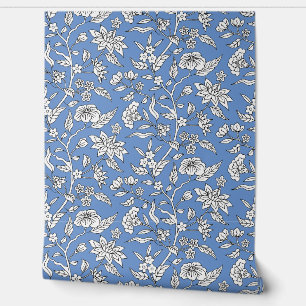 Colourful Floral Pattern   Cornflower Blue Wallpaper