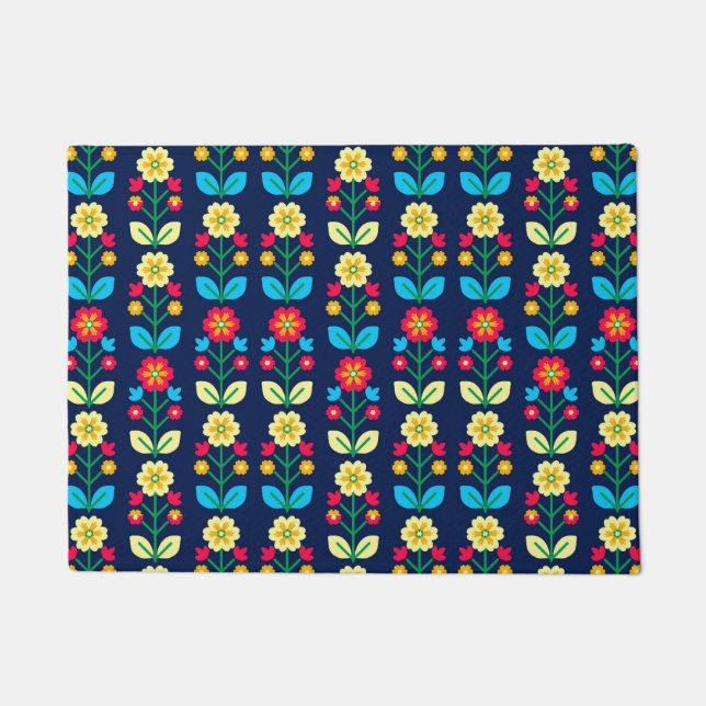 Colourful Floral Pattern Doormat (Front)
