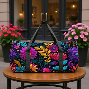 Colourful Floral Pattern Duffle Bag