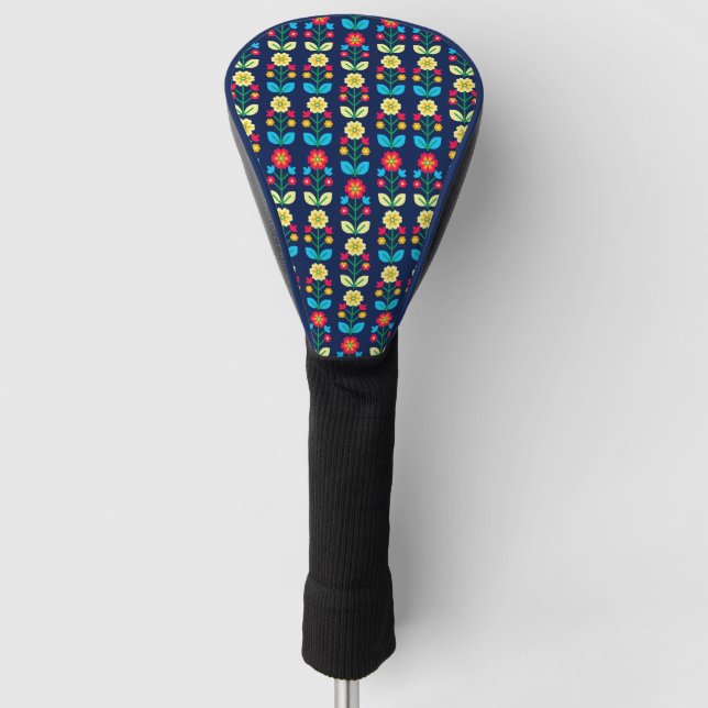 Colourful Floral Pattern Golf Head Cover (Front)