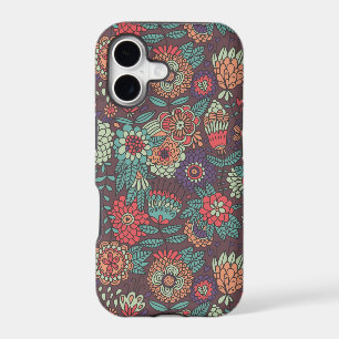 Colourful floral pattern in cartoon style
