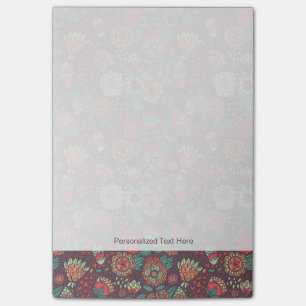 Colourful floral pattern in cartoon style post-it notes