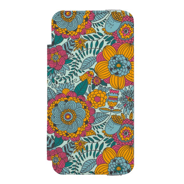 Colourful floral pattern incipio iPhone wallet case (Folio Front)