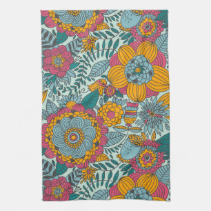 Colourful floral pattern kitchen towel