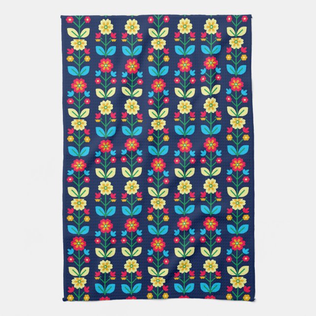 Colourful Floral Pattern Kitchen Towel (Vertical)