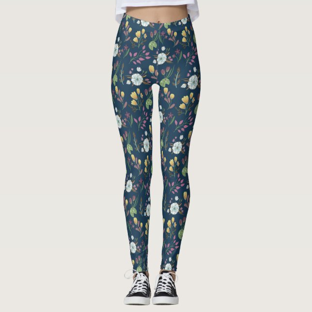 Colourful Floral Pattern Leggings (Front)