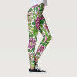 Colourful Floral Pattern Leggings<br><div class="desc">Elegant colourful flowers seamless pattern with pink purple and green. White background colour is changeable.</div>