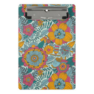 Colourful floral pattern mini clipboard