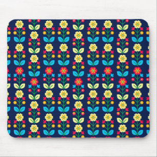 Colourful Floral Pattern Mouse Pad