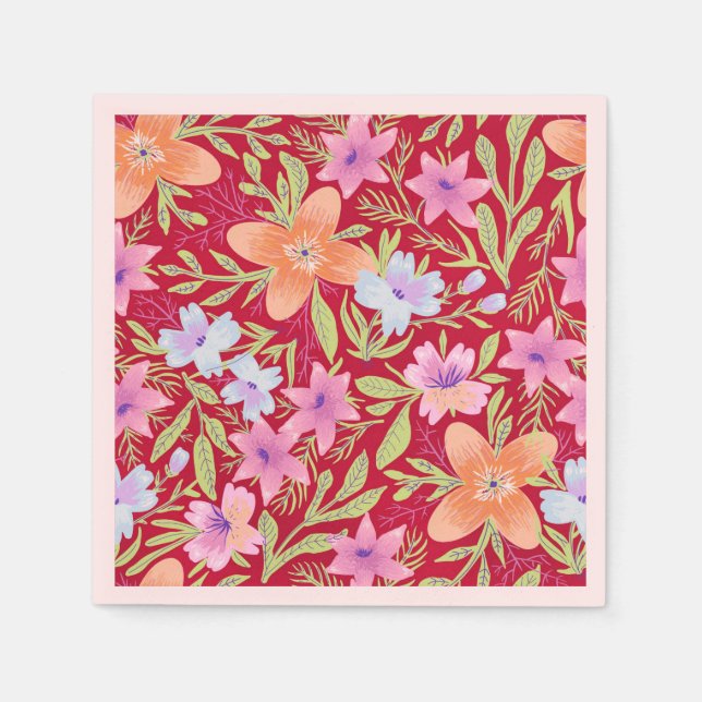 Colourful floral pattern napkin (Front)
