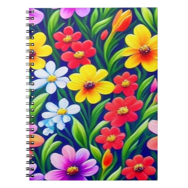 Colourful floral pattern notebook (Front)