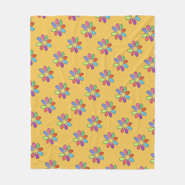 Colourful Floral Pattern on any Colour Fleece Blanket (Front)