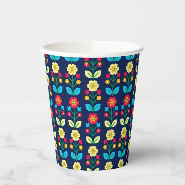 Colourful Floral Pattern Paper Cups (Left)