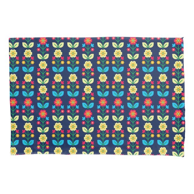 Colourful Floral Pattern Pillowcase (Front-Left)