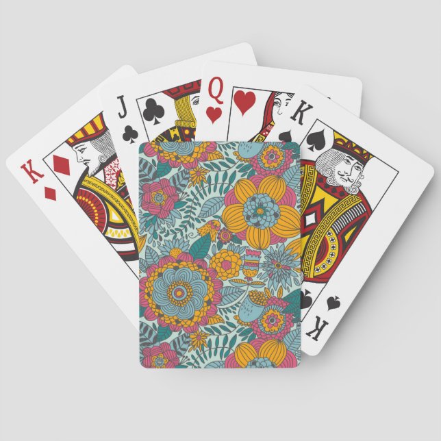 Colourful floral pattern playing cards (Back)