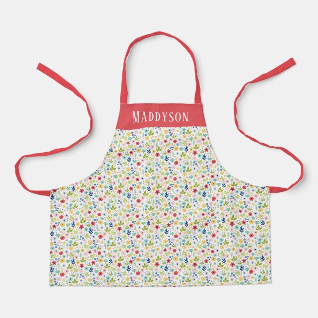 Colourful Floral Pattern Print Apron (Front)
