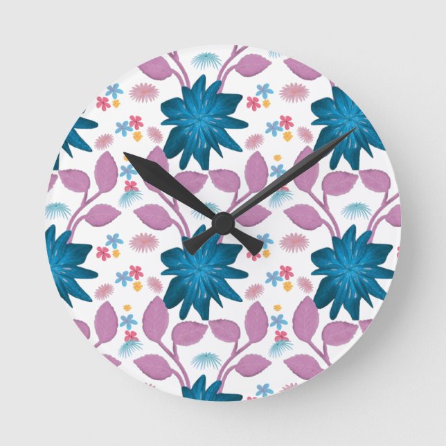 Colourful floral pattern  round clock (Front)