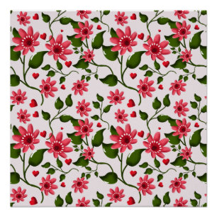 Colourful Floral Pattern Seamless Bright Flower Poster