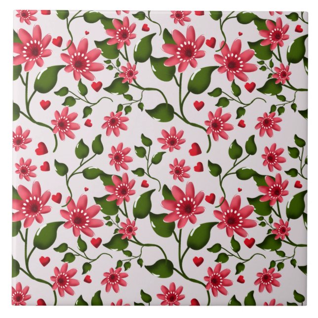 Colourful Floral Pattern Seamless Bright Flower  Tile (Front)
