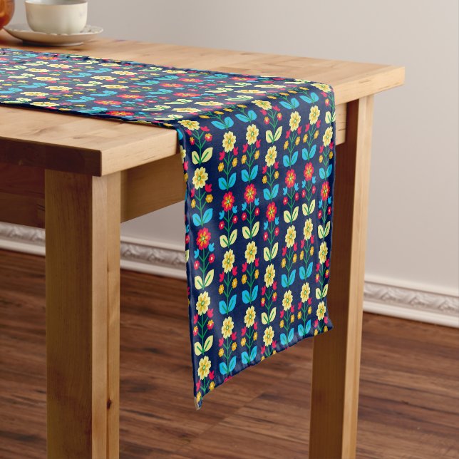 Colourful Floral Pattern Short Table Runner (In Situ)
