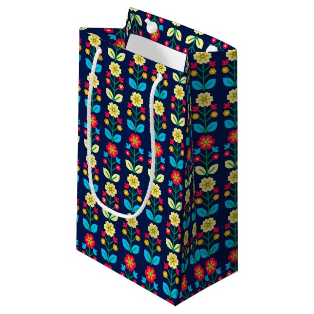 Colourful Floral Pattern Small Gift Bag (Front Angled)