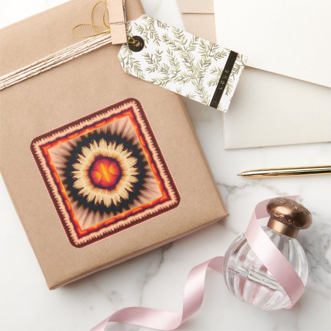 Colourful floral pattern square sticker (Gifting)