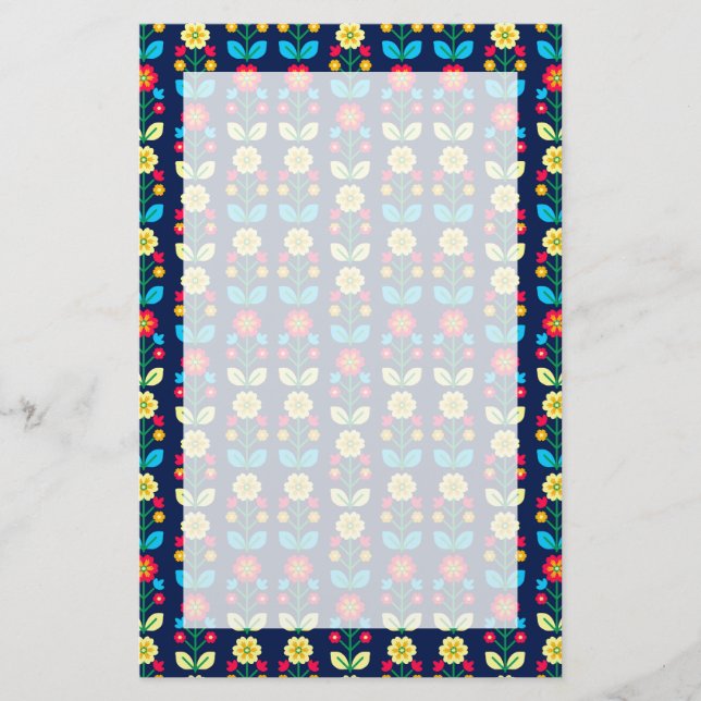 Colourful Floral Pattern Stationery (Front)