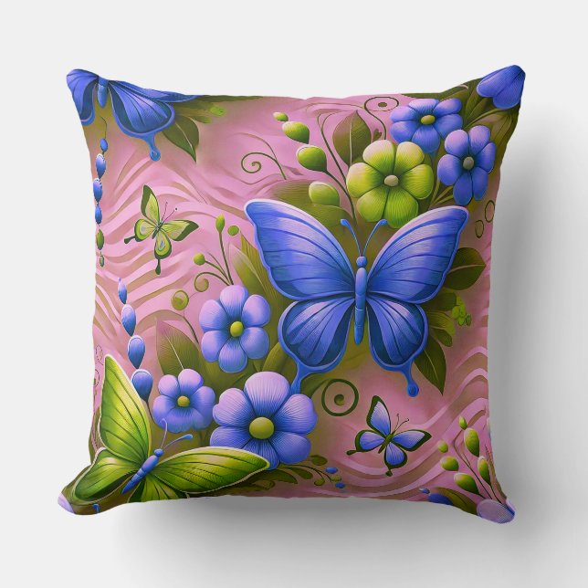 Colourful Floral Pattern Throw Pillow (Front)