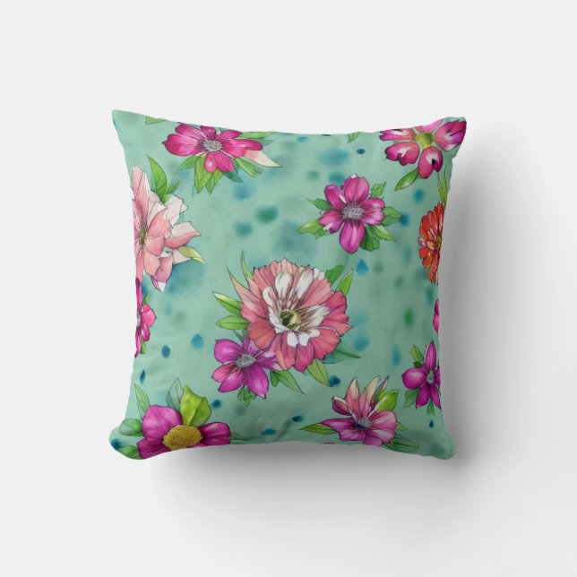 Colourful Floral pattern  Throw Pillow (Front)