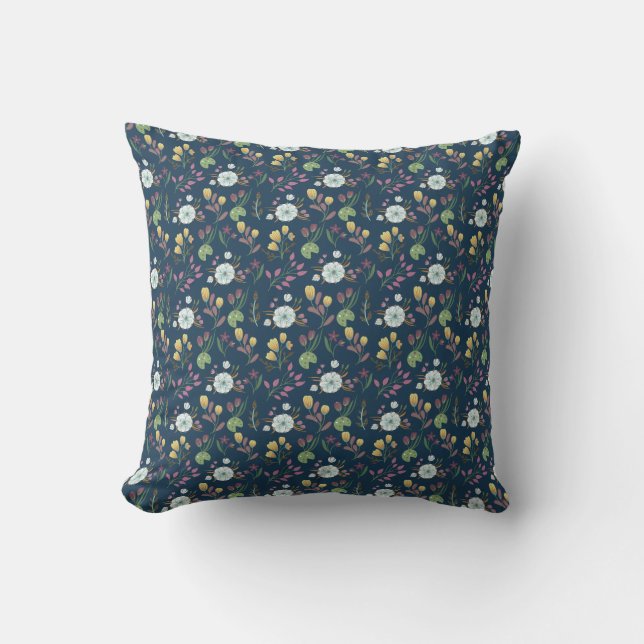 Colourful Floral Pattern Throw Pillow (Front)