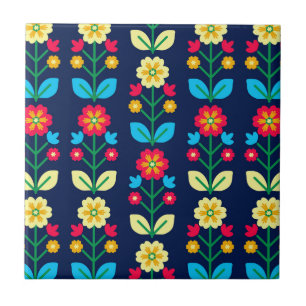Colourful Floral Pattern Tile