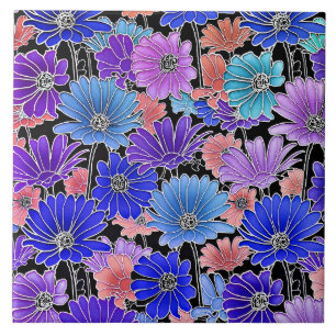 Colourful floral pattern tile