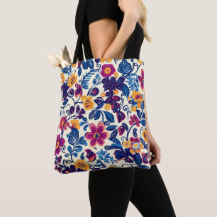 Colourful Floral Pattern Tote Bag